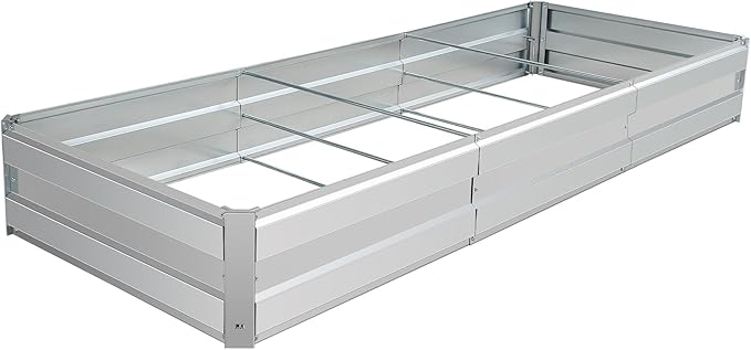 Galvanized Raised Garden Bed Outdoor for Flowers Vegetables Herb, 8.3x3x1FT Large Heavy Metal Planter Box Designed Kit, Easy DIY and Cleaning
