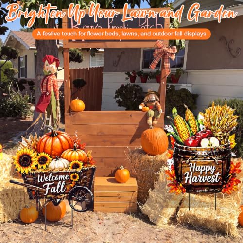 2 Pack Fall Metal Yard Signs Stakes Outdoor Decor