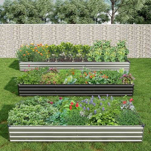 2PCS 8x4x1ft Galvanized Raised Garden Bed Kit (Black / 8x4x1(2PCS))