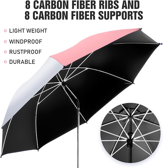 2 Pack Beach Umbrella with 360 Universal Clamp, UPF50+ Umbrella Outdoor Patio Sun Protection for Chairs, Beach &Patio Use (Not Include Chair)