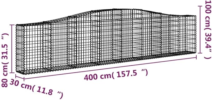 Gabion Basket Set of 4, Silver Galvanized Iron, 31.5/39.4 in Large Outdoor Planter for Garden Beds, Retaining Walls