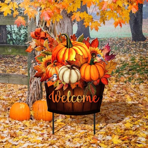 Fall Metal Stakes Yard Decor (Stylish)