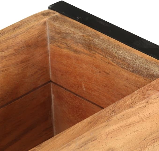 Raised Garden Bed Planter Box 23.6"x7.9"x26.8" Solid Acacia Wood Elevated Flower Bed with Powder-Coated Steel Frame for Patio, Garden, and Balcony Use