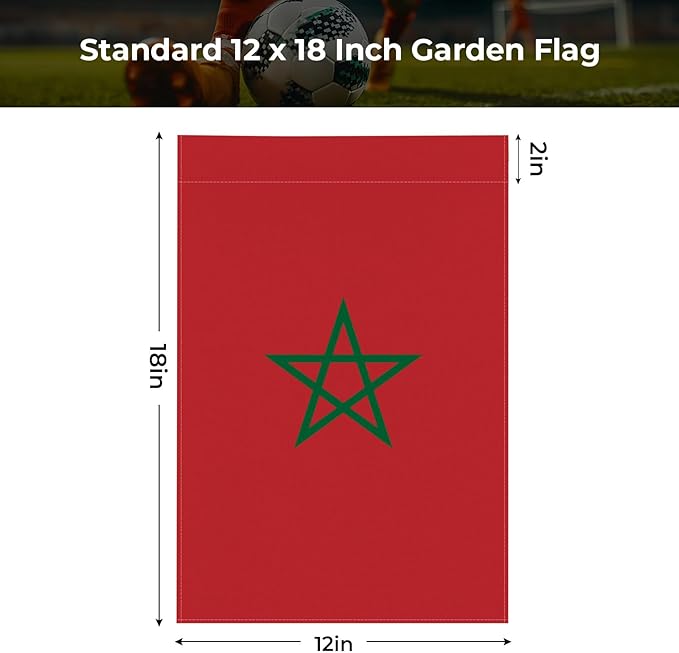 Morocco Garden Flag 12 x 18 Inch, Moroccan Yard Flag Double Sided Burlap Outdoor Decor for Porch, Lawn, Mailbox, National Celebrations