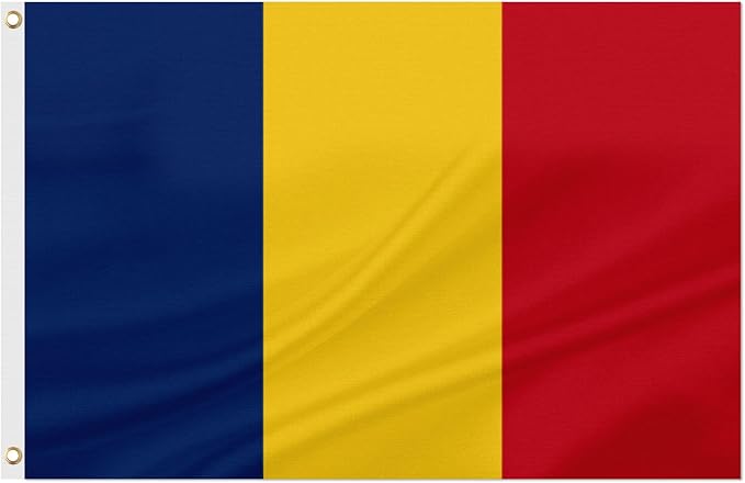 ASUNO Romania Flag 3 × 5 Feet Polyester Romanian National Banner with 2 Brass Grommets Double Side Vivid Color Fade Resistant for Outside Garden Lawn Patio