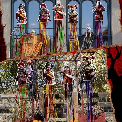 8 Pcs Zombie Halloween Hanging Decorations (Clown)