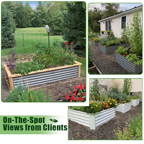 Anleolife 8x4x1.5ft Rectangular Raised Garden Bed Kit (Quartz Grey-rectangle / 96x48x18'' Tall)