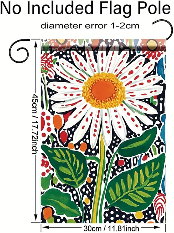 Daisy Garden Flag 12x18 Inch Double Sided Outdoor Yard Banner Bright White Flower with Colorful Leaves Spring Summer Floral Decoration for Porch Patio Lawn Garden Decor