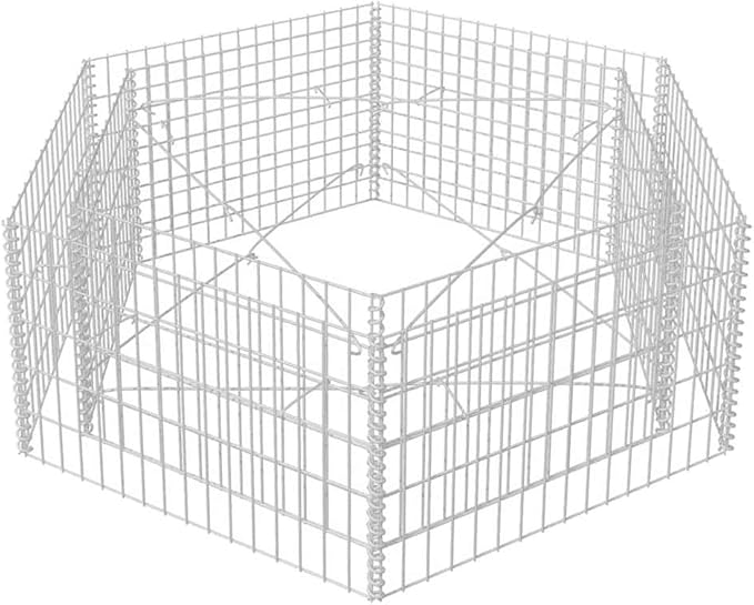 Gabion Raised Bed, Silver Galvanized Steel, 63x55.1x19.7 in, Hexagonal Outdoor Planter for Garden Plants, High Capacity