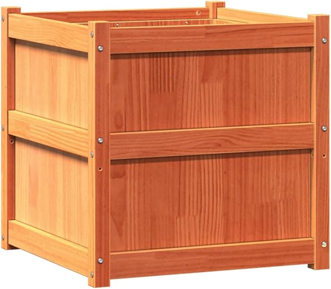 Garden Planters 2 pcs, Raised Flower Bed Standing Planter Garden beds Outdoor Gardening Box Suitable for Corridor Courtyard Nursery Orchard Wax Brown Solid Wood Pine