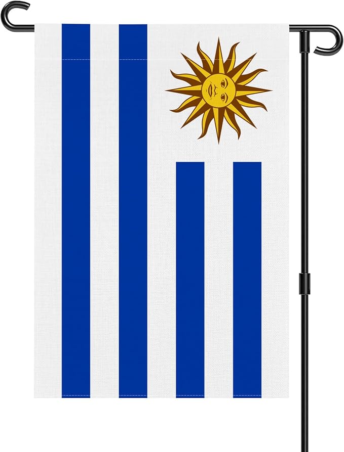 Uruguay Garden Flag 12 x 18 Inch, Uruguayan Yard Flag Double Sided Burlap Outdoor Decor for Porch, Lawn, Mailbox, National Celebrations