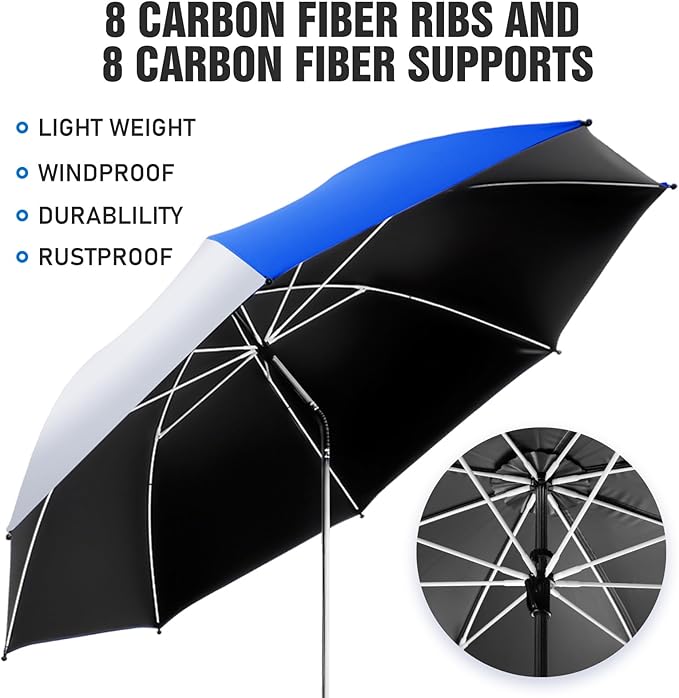 2 Pack Beach Umbrella with 360 Universal Clamp, UPF50+ Umbrella Outdoor Patio Sun Protection for Chairs, Beach &Patio Use (Not Include Chair)