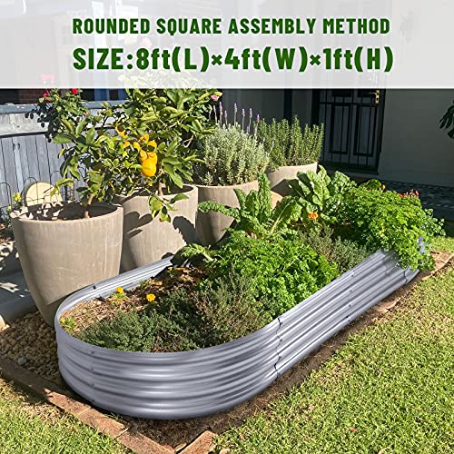 8×4×1 ft Galvanized Raised Garden Bed Kit (8×4×1ft(1pcs） / 1-silver)