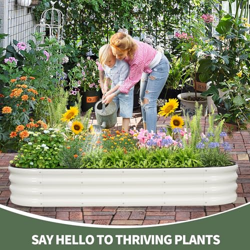 Galvanized Raised Garden Bed Outdoor (White / 6×2×1ft（1pcs）)
