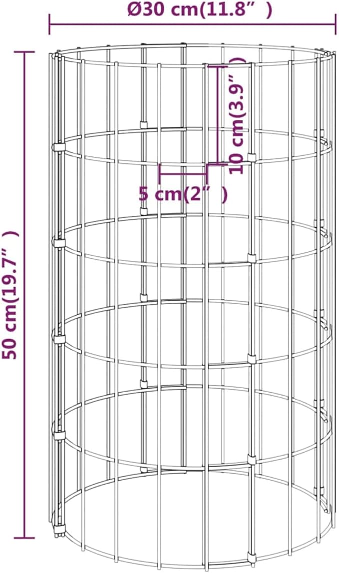 Circular Gabion Pole Raised Bed Planter Gabion Wall Gabion Basket Pots Walls Flowers Stand Outdoor Grow Box Gabion Raised Bed Galvanised Steel Ø30x50 cm