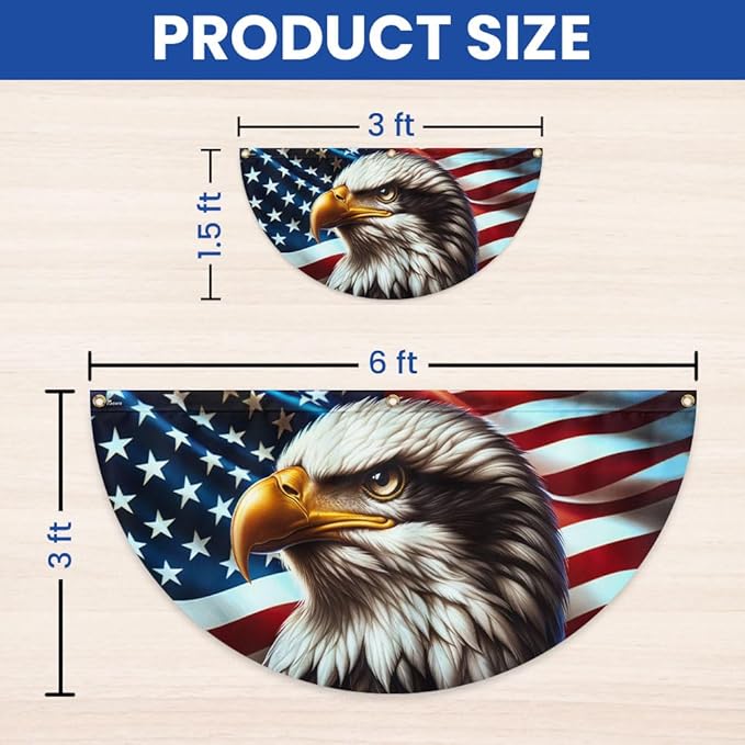 American Flag Patriotic Eagle American Non-Pleated Fan Flag TQN2879FL, 1.5x3 ft, 2 Pack Suitable for Outdoor and Indoor