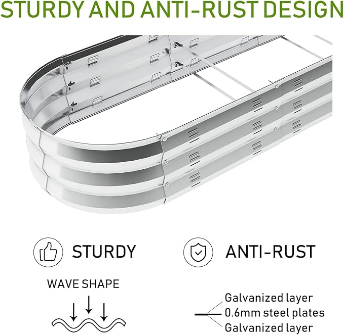 Galvanized Raised Garden Bed Outdoor 67" D x 20" W x10 H, 7 cu. ft. Planter for Outdoor Plants Large Metal Raised Garden Bed Kit