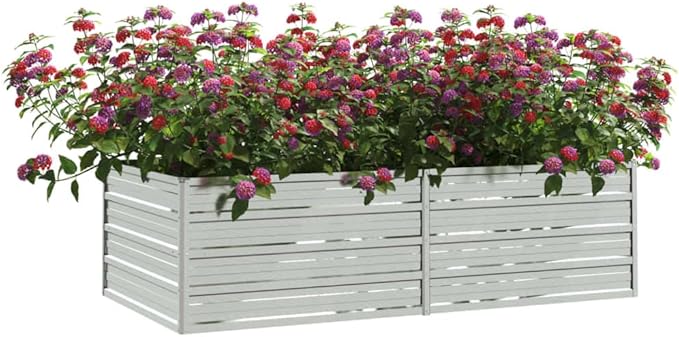 Garden Beds Outdoor Planter Cages Boxes Herb Garden Raised Bed 63"x31.5"x17.7" Galvanized Steel Silver for Garden Outdoor Lawn Patio Flower Planters Metal Trough