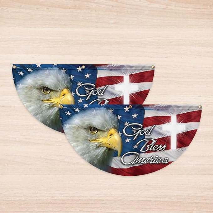 Patriotic Eagle God Bless America Non-Pleated Fan Flag MLN2625FL (2 Pack, 3x6 ft)