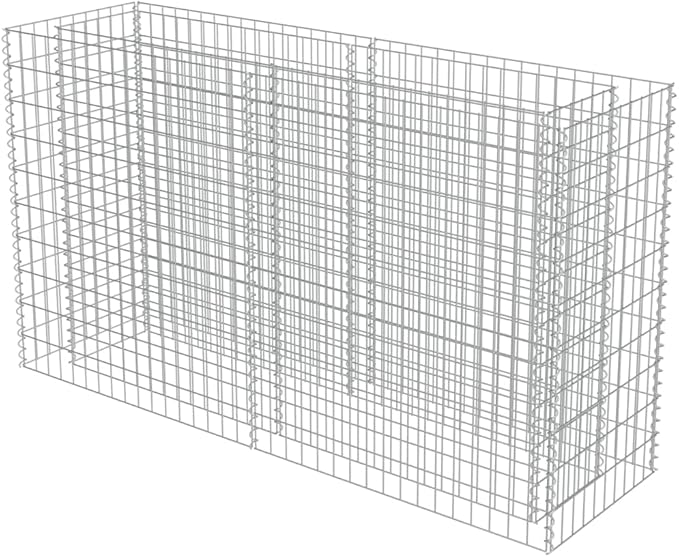 vidaXL Gabion Raised Bed Planter - Galvanized Steel Construction, Versatile Garden/Patio Use, Silver, 70.9"x19.7"x39.4" Outdoor Planter Box