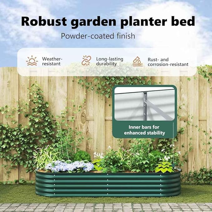 vidaXL Oval Galvanized Steel Raised Bed for Outdoor Planting | 94.5 X 31.5 17.3 in Durable Modern Design Perfect for Veggies and Flowers in Gardening