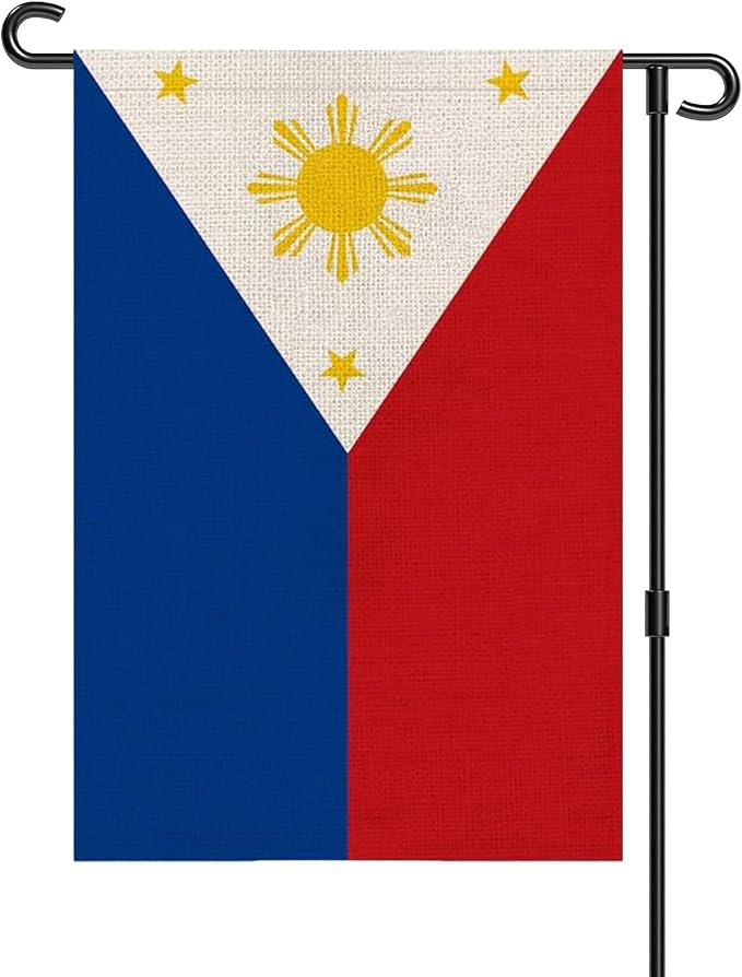 The Philippines Garden Flag 12 x 18 Inch, Filipino Yard Flag Double Sided Burlap Outdoor Decor for Porch, Lawn, Mailbox, National Celebrations