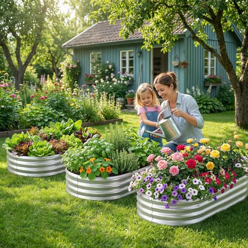 2 Pack 4×2×1ft Galvanized Raised Garden Bed Outdoor (4×2×1ft(2pcs） / 1-silver)
