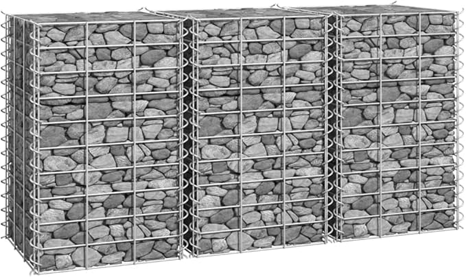 Iron Gabion Raised Bed Planter Box with Rustic Finish, Outdoor Garden Planter for Flowers Herbs Vegetables, Durable Metal Elevated Planter for Patio Yard Decor