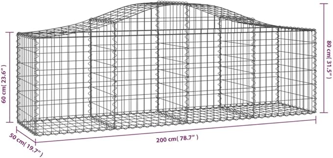 Gabion Basket, Silver Galvanized Iron, Large 78.7x78.7x31.5 Inch, Durable Metal Steel Rectangular Planter for Outdoor Plants, Garden Bed, Landscaping