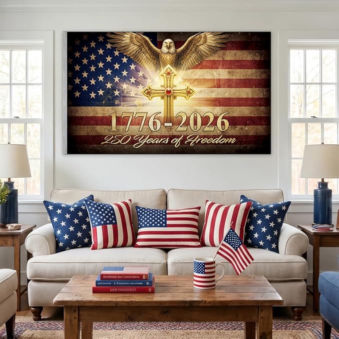 4th of July Decorations - 250 Anniversary USA Flag 3x5 Ft - Double Sided 3 Layer Outdoor Heavy Duty Patriotic Eagle Flag, 1776-2026 Independence Day Banner for Yard Home Indoor Outdoor