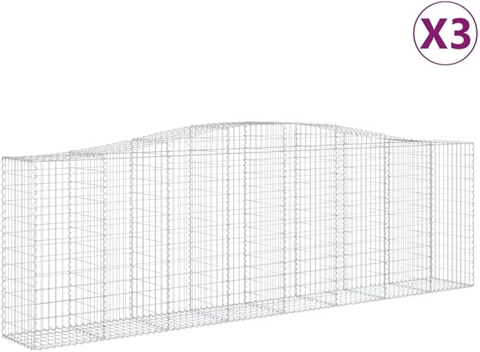 Gabion Basket Set of 3, Silver Galvanized Iron, Extra Large 157.5x55.1in, Rectangular Outdoor Planters for Landscaping & Garden Beds