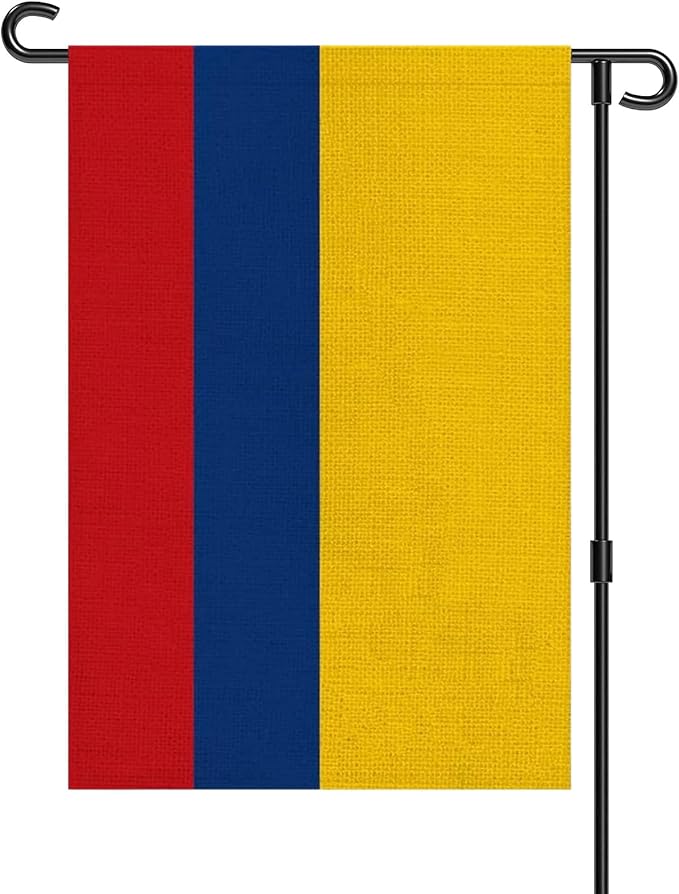 Colombia Garden Flag 12 x 18 Inch, Colombian Yard Flag Double Sided Burlap Outdoor Decor for Porch, Lawn, Mailbox, National Celebrations