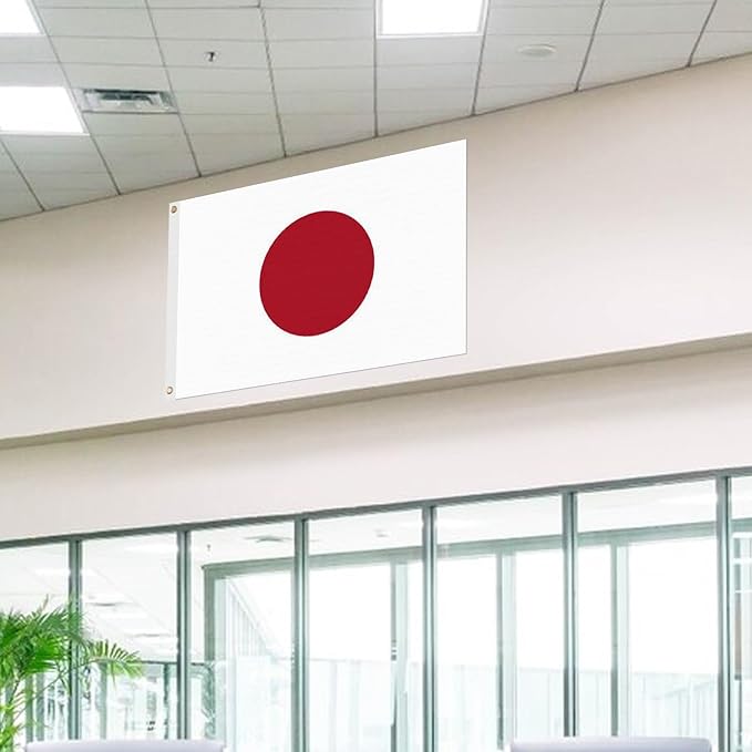 ASUNO Japan Flag 3 × 5 Feet Polyester Japanese National Banner with 2 Brass Grommets Double Side Vivid Color Fade Resistant for Outside Garden Lawn Patio