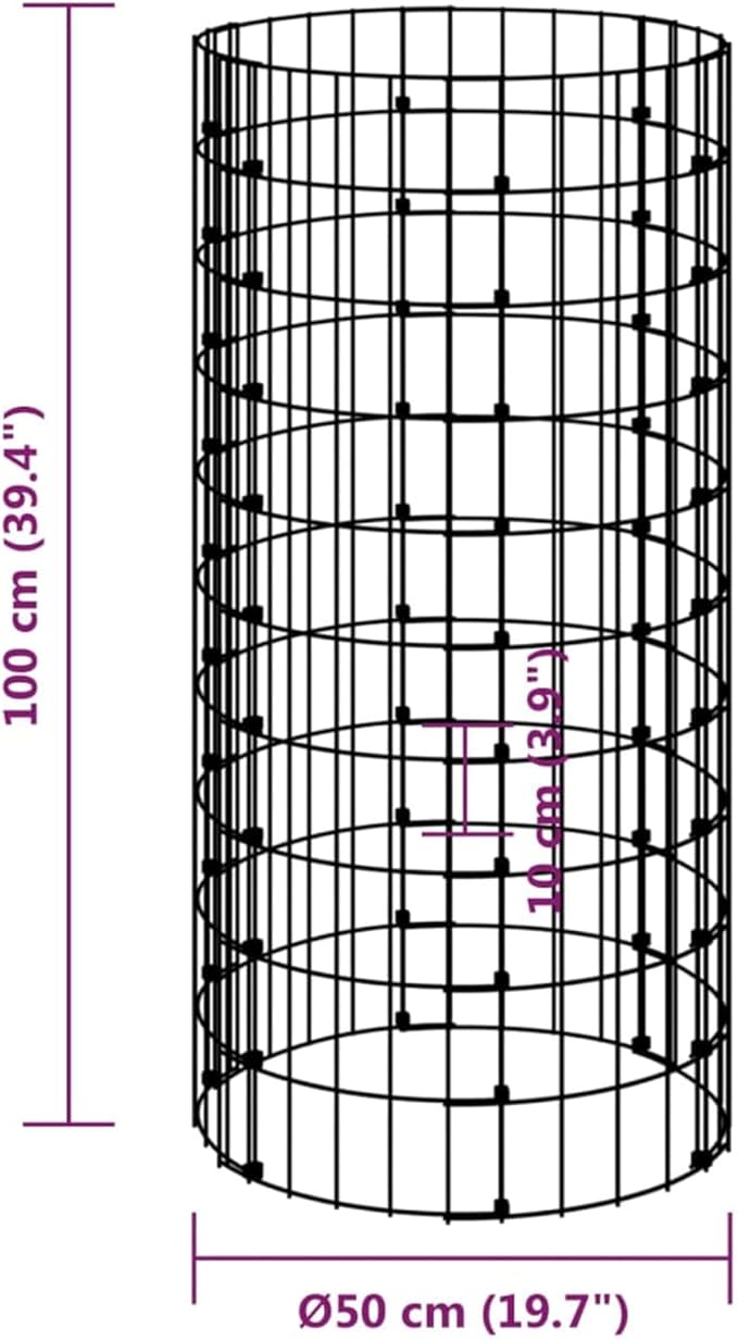 Gabions Raised Bed Stone Basket Plant Pot Stone Gabions Gabions Wire Basket Gabion Basket Spacer Gabion Column Gabion Fence 50 x 100 cm Galvanised Steel