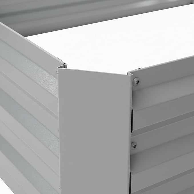 Relaxdays Raised Bed, Galvanised Metal, H 57 x W 180 x D 90 cm, Square Garden Bed for Vegetables, Herbs, Flowers, Light Grey