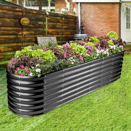 8×2×2ft Galvanized Raised Garden Bed Kit (8×2×2ft / Gray)