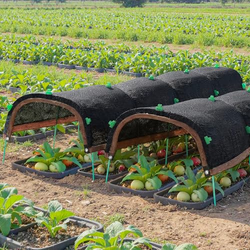 2026 Upgraded Garden Shade Cloth Kit 78.7"x59" Garden Shade Cloth for Plants Heat Protection with 5 Sets Garden Hoops for Raised Beds 75% Sunblock Shade Cloth Row Cover for Outdoor Plant Vegetables (78.7" x 59" / Black)