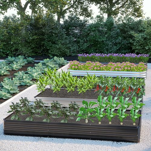 2PCS 8x4x1FT Galvanized Raised Garden Bed Kit (Silver / 8x4x1(2PCS))