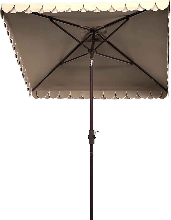 Safavieh Outdoor Elegant Valance White and Black 7'6" Square UV Protected Umbrella, White/Black