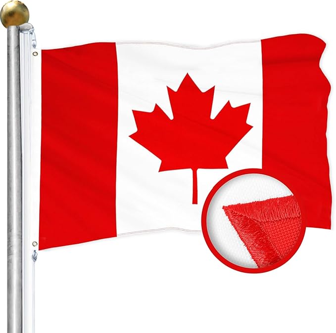 Canada Flag 3x5 Ft Tear-Shield 340D Polyester for Outdoor Double Sided Embroidered Canadian National Flag with Brass Grommets for Wall, Pole