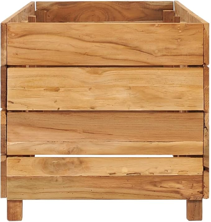 Raised Bed 59.1"x15.7"x15" Solid Wood Teak and Steel,Raised Garden Bed,Outdoor Planters for Flower Herb Garden