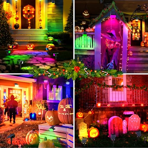 Solar Spot Lights Outdoor Spotlight Christmas 12 Pack Color Changing (Multicolor / 12 Pack)