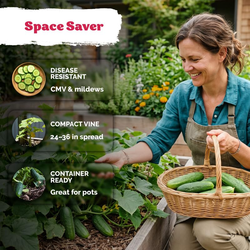 100 Spacemaster 80 Cucumber Heirloom Vegetable Seeds