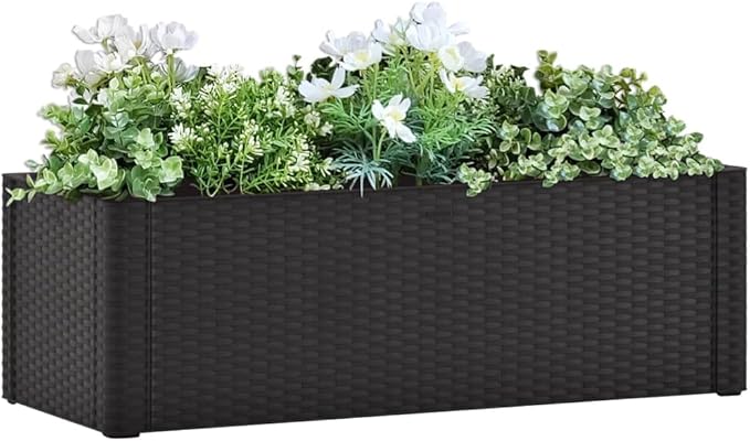 Garden Raised Bed,High-End Planter Rack Raised Beds, Outdoor Planters Suitable for Growing Flowers, Porch and Fruits, Herbs with Self Watering System Anthracite 39.4"X16.9"X13"