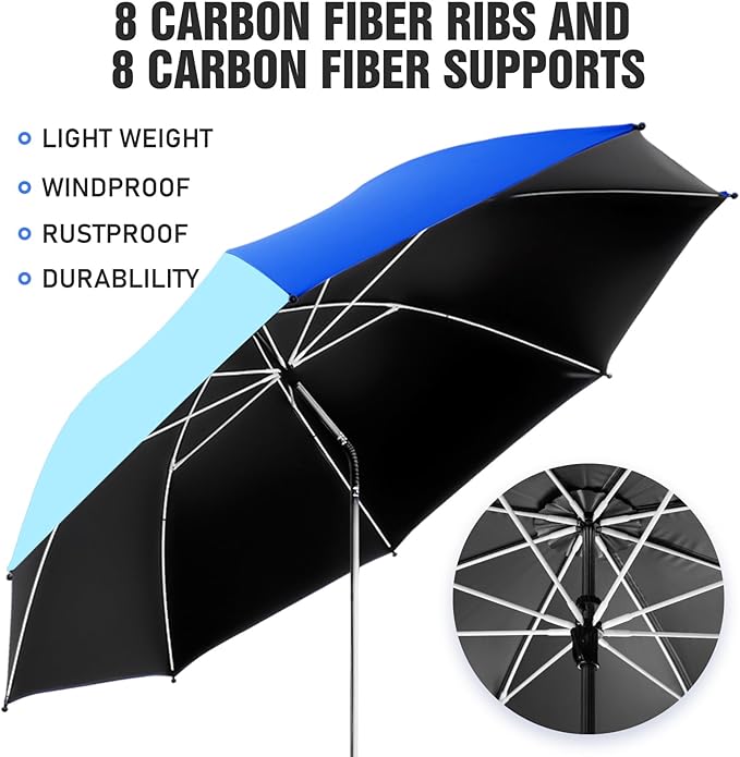 2 Pack Beach Umbrella with 360 Universal Clamp, UPF50+ Umbrella Outdoor Patio Sun Protection for Chairs, Beach &Patio Use (Not Include Chair)