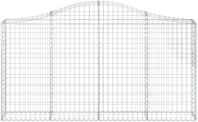 Gabion Basket Set of 3, Silver Galvanized Iron, Large 78.7 x 11.8 x 39.4/47.2 in, Outdoor Retaining Wall, Sound Barrier, Garden Decor