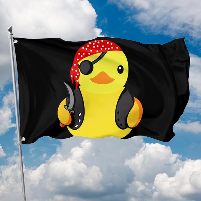 Pirate Rubber Duck Flag 3x5 Ft Outside Viking Flag Garden Yard Banner Outdoor Decorative Sign