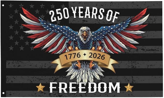 250 Years America Flag – 3x5 FT US 250th Anniversary Flags 1776-2026 Merchandise Banner – 250 Anniversary USA Flag with Grommets – Outdoor Patriotic Yard Decor