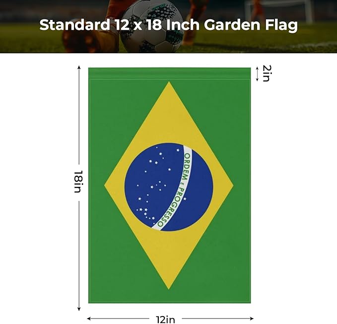 Brazil Garden Flag 12 x 18 Inch, Brazilian Yard Flag Double Sided Burlap Outdoor Decor for Porch, Lawn, Mailbox, National Celebrations