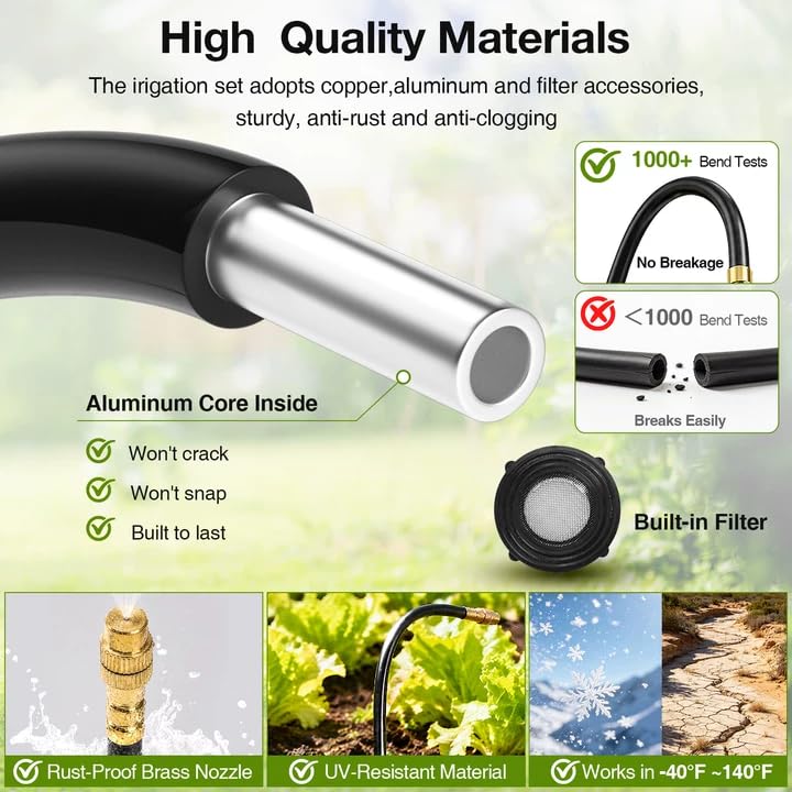200FT Drip Irrigation System with 360° Adjustable Copper Nozzles (200FT)